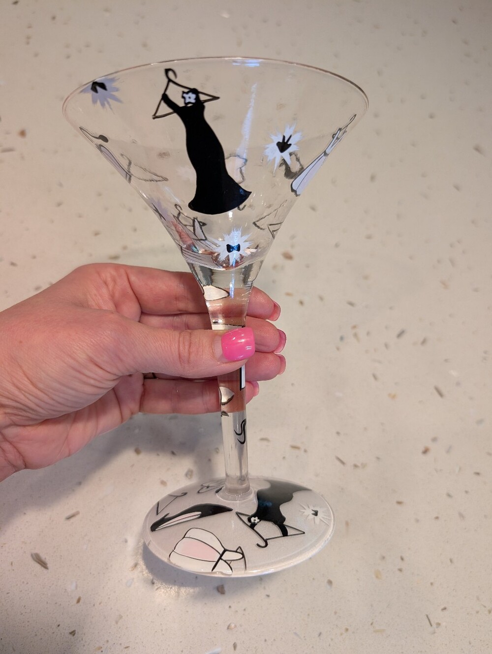 Lolita Glamour Tini Martini Glass Hand Painted Fashion Cocktail Glass